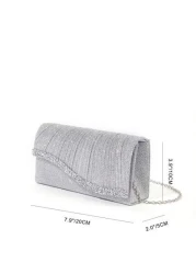 1pc Mini Glitter Shiny Chain Folding Wrinkle Square Bag For Wedding Party Evening Tready Party Bags Perfect For Party Wedding Prom Dinner Banquet Perfectly Matching With Prom Dresses For Women Prom Ac