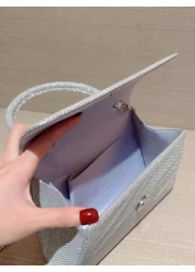 Moonlit EveBag Glamorous Elegant Exquisite Quiet Luxury Sequin Luxury Shiny Portable Glitter Flap Square Bag Mini Silver For Party Prom Evening Bag Dinner Bag For Party Girl Woman Bride Perfect For Pa