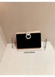 1pc Luxury Velvet Box Shaped Evening Bag Party Bag With Sparkly Crystal Button Decor Suitable For Formal Gown Prom Wedding Banquet Perfect For Party Wedding Prom Dinner Banquet Matching With Holiday P