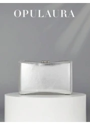 حقيبة طرف معدنية نسائية من أوبول أورا، حقيبة يد فاخرة للمساء مزينة بمشبك ورق معدني، مناسبة للحفلات والأعراس و