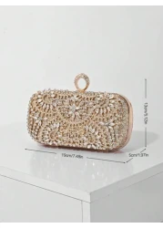 Elegant Women s Crystal Decorated Evening Clutch Luxury Glittering Box Shape Handbag Suitable For Weddings Galas Formal Events Party Purse Women s Top Handle Shoulder Crossbody Bag Perfectly Matching