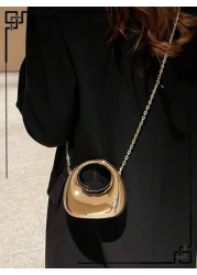 حقيبة يد بشكل صندوق هلالي من الاكريليك، حقيبة كتف صغيرة محمولة على الكتف، حقيبة عملية أنيقة، مناسبة لأحمر الش