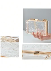 1pc Women s European And American Classic Fashion Acrylic Cracked Glacier Pattern Clutch Bag For Evening Party Birthday Women High End Transparent Crossbody Bag With Chain Fashion Party Bag Perfect Fo