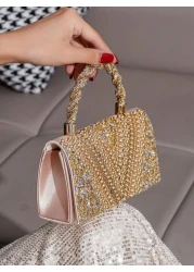 Evening Rhinestone Embellished Decorative Clutch Handbag European And American Style Women s Party Bag Fashionable Evening Bag Glamorous Rhinestone Bag