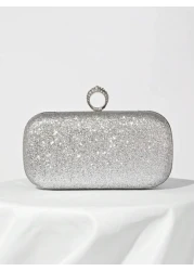 حقيبة مسائية مع تزيين بالراينستون، حقيبة يد حفلات للنساء، مثالية لحفلات الزفاف والسهرات والعشاء، تتناسب مع ث