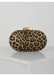 Fashionable PU Leopard Print Evening Clutch Bag Handbag Suitable For Wedding Party And Ball Shoulder Bag With Chain Strap Leopard Print Purse For Women Leopard Comeback