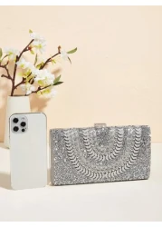 Handcrafted Glitter Rhinestone Embedded Evening Clutch Bag Party Bag Cosmetic Bag Shoulder Strap Crossbody Chain Bag Fashion Handbag