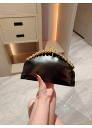 Moonlit Eve Bag 1pc Fashion Metal Sphere Decor Party Handbag European American Style Luxury Leather Clutch Purse Elegant Sophisticated Wedding Gala Bag Suitable For Wedding Prom Formal Events Formal D