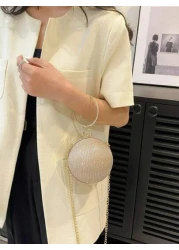 Dedoo Lightweight Business Casual Rhinestone Decor Bucket Bag Mini Drawstring Design Clear Bag Faux Pearl Bag Evening Bag Dinner Bag Glamorous Elegant Exquisite Quiet Luxury Rhinestone For Party Girl