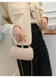 Glamorous Glitter Bling Sequin Luxury Shiny Mini Glitter Rhinestone Decor Box Bag Evening Bag Dinner Bag Faux Pearl Metal Chain Crystal Decor For Party Girl Woman Bride Perfect For Party Wedding Prom