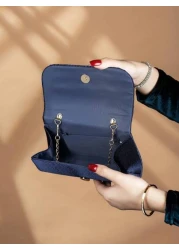 حقيبة يد مزينة بالراين ستون سلسلة حزام، مع إغلاق بشريط مغناطيسي، حقيبة أنيقة للحفلات،مناسبة لحفلات أعياد ميل