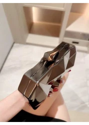 Moonlit EveBag 1pc Fashionable Metal Hardware Unique Shaped Evening Clutch Bag Party Bag Wedding Bag Chain Bag Formal Dress Bag Bride s Bag