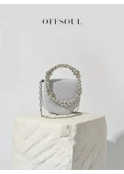 Rhinestone Irregular Circle Evening Clutch Bag New Fashion Party Formal Dress Handbag Shiny Chain Shoulder Crossbody Bag For Women