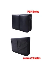 1Pc Professional Makeup Artist Folding Zipper Brush Holder With Spacious Interior Large Capacity PU14 Holes Canvas 29 Holes Cosmetic Standing Pouch With Portable Beauty Storage Bag Makeup Brush Organi