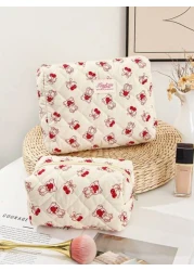1 Piece Cherry Bear Cosmetic Bag Set Cherry Pattern Multifunctional Makeup Bag Square Large Capacity Makeup Bag Travel Toiletry Bag Aesthetci Toiletry Bag Pencil Case Skincare Bag For Travel Cruises M