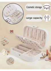 Large Capacity Jewelry Organizer Box Portable Travel Case For Earrings Rings Necklaces Multi Layer Storage With Zipper Makeup Toiletry Essentials Gift For Women Makeup Organizer
