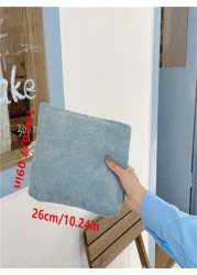 1 Piece Simple Corduroy Makeup Bag Handbag Organizer Pouch Casual Portable Cosmetic Case Summer Travel Vacation Home Bathroom Decor Holiday Makeup Organizer