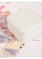 1pc PU Leather Square Jewelry Box Mirror Design Jewelry Storage Case Multifunctional Desktop Organizer Box Removable Compartments Suitable For Rings Earrings Necklaces Lipsticks Makeup Organizer