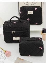 1 Piece Travel Storage Toiltery Bag Zipper Storage Pouch Cosmetic Bag Tampon Storage Bag Sanitary Pad Pouch Women s Bow Embroidered And Quilted Makeup Bag Sets Multi Functional Cosmetic Storage Bag Ba
