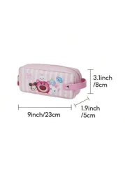 1PC Disney School Pink PU Leather Zipper Gift Bag Makeup Bag Cute Cartoon Printed Pattern Pen Bag Storage Bag Pencil Case Lotso Marie Cat Minnie Dumbo Donald Duck Stitch Birthday Gift Holiday Gift Stu
