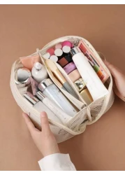 حقيبة مثقبة محمولة للسفر للمواد الصحية والتجميلية، سعة كبيرة مع مقبض، حقيبة متعددة الوظائف للمساحيق والعطور