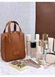 1pc Multifunctional Makeup Bag Portable Travel Organizer Waterproof Cosmetic Pouch Hanging Toiletry Bag Storage For Makeup Brushes Beauty Tools Skincare Jewelry Lipstick Accessories Bathroom Travel Es