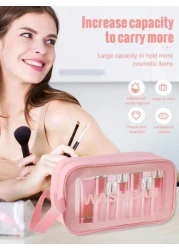 حقيبة أدوات تجميل كبيرة السعة مقاومة للماء 3/ قطعة واحدة، حقيبة منظم ذات طبقتين للمكياج، حافظة سفر متعددة الوظ