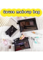 منظم تجميل محمول، تصميم شبكي شفاف كبير السعة، سهل الاستخدام، حقيبة أدوات تجميل مثالية لعشاق التجميل والمسافر