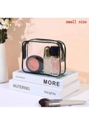 مجموعة 3 حقائب أدوات التجميل شفافة، منظم السفر سعة كبيرة، حقيبة تخزين مستحضرات التجميل متعددة الوظائف، حقيبة