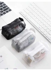 3 Packs Pouch Mesh Cosmetic Bag Portable Makeup Pouch Travel Toiletry Bag For Makeup Organizer Home Office Travel Accessories Mesh Makeu Makeup Organizer