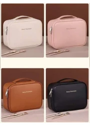 1pc Multifunctional PVC Makeup Bag Summer Travel Cosmetic Organizer Bag Waterproof Bathroom Storage Pouch For Skincare Makeup Brushes Eyeshadow Palette Compact Powder Lotion Lipstick Jewelry Bridesmai