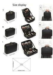 Multi Function PU Leather Cosmetic Bag Large Capacity Professional Divided Makeup Case With Dual Shoulder Shoulder Strap Suitable For Beauticians Nail Technicians Tattoo Artists Makeup Artists Travel