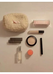 1pc Plush Style Handheld Cosmetic Bag Portable Large Capacity Mini Cute Cosmetic And Stationery Storage Bag Makeup Bag Storage Makeup Organizer Makeup Case Makeup Travel Toiletry Organizer Essentials