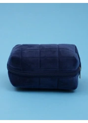 ROMWE Simple Blue Plaid Cosmetic Bag