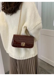 Waterproof Lightweight Business Casual Crocodile Embossed Chain Bag For Teen Girls Women College Students Rookies White Collar Workers Perfect For Office College Work Business Commute Outdoors Travel