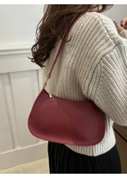 حقيبة كتف أنيقة ذات تصميم بسيط، حقيبة إبط بطراز عتيق، حقيبة مقبض مبطنة خفيفة الوزن مع سحاب، حقيبة يد عصرية متع