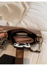 حقيبة خفيفة محفورة بنمط تمساح للفتيات والنساء الشابات وطالبات الجامعات والمبتدئين والموظفات، خاصة للتنقل، ا