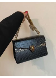 Crocodile Print Women s Retro Chain Small Square Bag Fashionable Versatile Shoulder Crossbody Bag 23 15 9cm Bag For Women Elegant