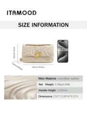 ITAMOOD Luxury Designer Lightweight Business Casual Large Capacity Square Bag Chic Microfiber Leather Cream White Purse Teacher Gifts