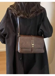 Fashionable Casual Style Solid Color Square Bag Flap Bag Pendant Not Included Suitable For University College Classroom Commute Work Office Festivals Vacation Holiday Party Travel For Women Rookies Wh