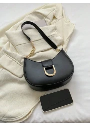 Lightweight Business Casual Small Hobo Bag Solid Color Metal Decor For Teen Girls Women College Students Rookies White Collar Workers Perfect For Office College Work Business Commute Outdoors Travel O