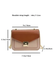 Mini Push Lock Chain Decor Flap Square Bag Shoulder Bag Clutch Bag Clutch Minimalist Classic Funky Leather Small Bag Square Bag Star Women Ladies Lover Travel Work Office Prom Party Weekend And Holida