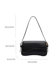 Minimalist Flap Square Bag Simple Solid Color Flap Underarm Bag PU Leather Textured Bag Purse Fashion Versatile Bag