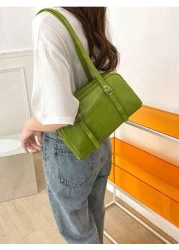Women s Solid Color Versatile Simple Shoulder Bag For Commuting