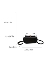 Fashionable Classic Multifunctional Solid Color PU Waterproof Fabric Solid Color Decoration Design Metal Buckle Decoration Design Double Handle Handbag Versatile Small Box Bag With Simple Elegant Suit