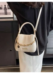 Mini Pleated Bucket Bag With Chain Decor