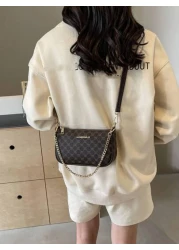 Women s Pu Leather Chain Shoulder Bag With Underarm Design