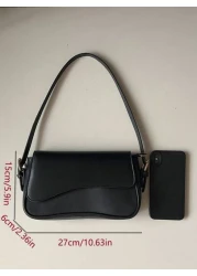 Burgundy Bag Minimalist Solid Color Women Shoulder Bag Flap Shoulder Bag Baguette Bag Handbag Underarm Bag Square Bag 1pc PU Leather Texture Bag Fashion Multi Function Elegant And Sexy Suitable For Ha