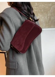 كتف/عَبر الجسم 1 قطعة حقيبة ظهر/حقيبة جلد بتصميم أحادي اللون قاتم من المرأة