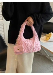 Fringe Trim Denim Hobo Bag With Coin Purse Women Bag With Dime Bag